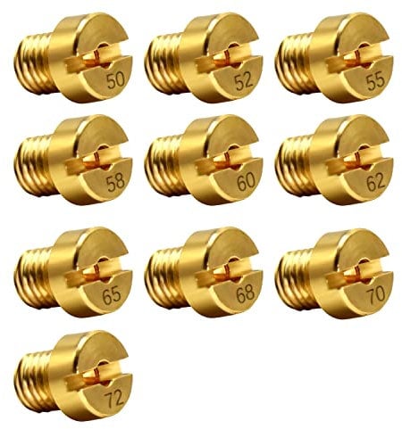 Vergaser Düsen, 10 PCS M6 Vergaser Düse Hauptdüsenset Satz, für 12mm - 17,5mm Dellorto Vergaser für Roller Motorrad Schaltmoped, 50-52-55-58-60-62-65-68-70-72