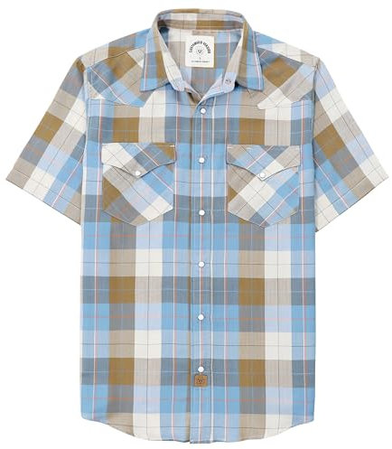 Dubinik® Fibre De Bambou Chemise Homme Manches Courtes Casual Fermeture à Pression Cowboy Vintage Western Chemisette Homme