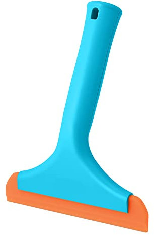 EHOTER All-Purpose Silicone Squeegee for Shower Glass Door Window Cleaning 7.5'' Long Handle 6'' Orange Blade Small Squeegee for Car Window Windshield Mirror Bathroom (Blue)