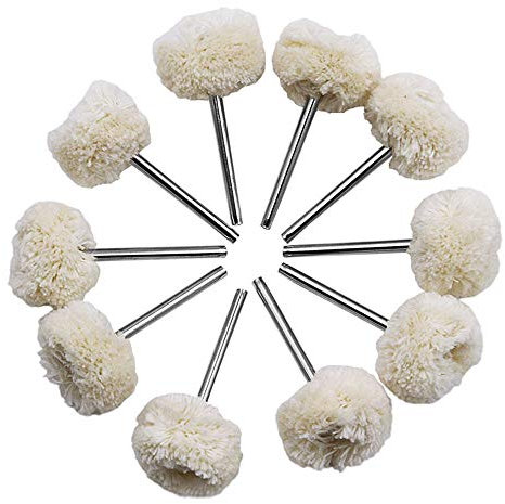 Lot de 10 roues de polissage en feutre de laine fine et douce, tige de 3 mm, accessoires rotatifs pour métal, électrique et bijoux