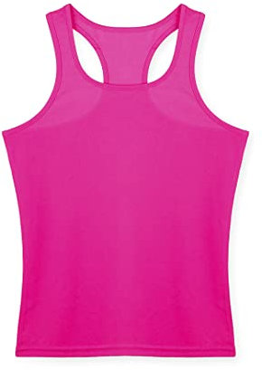 Generico T-Shirt Donna Canotta Top Canottiera Vogatore Palestra Ragazza Maglietta (Fucsia, L)