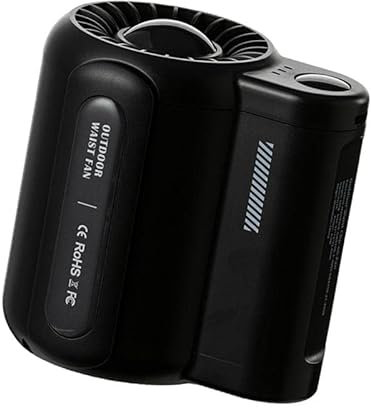 Baoblaze Gürtelventilator, tragbarer Ventilator, Unisex, 3 Geschwindigkeiten, Mini, wiederaufladbar, Reise, Starke Luftströme, Outdoor-Arbeiten, persönlicher, Schwarz
