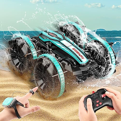 HappyGoLucky Ferngesteuertes Auto ab 3 4 5 6 8-10 Jahre, Spielzeug ab 3 4 5-10 Jahre Junge Amphibienfahrzeug Ferngesteuert Wasserspielzeug Kinder Outdoor Spielzeug RC Auto Geschenk Junge 4-12 Jahre