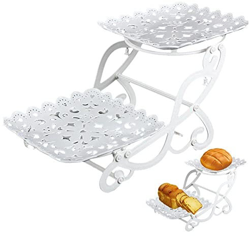Soporte De Cupcake De 2 Niveles Servicio De Pastel De Pastel De Soporte De Soporte De Postre Bandejas De Estantería De Placa Más Resistente Soporte para Postres Servidor