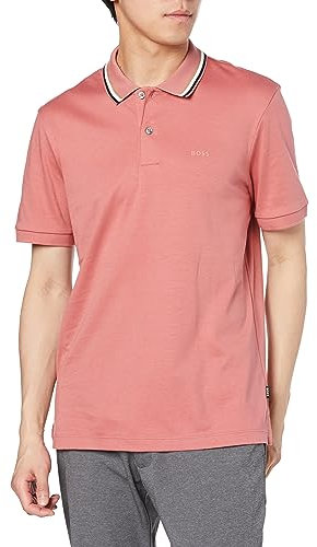 BOSS Hugo Penrose 38 Polo en coton avec logo caoutchouté Vert et rose, rose, M
