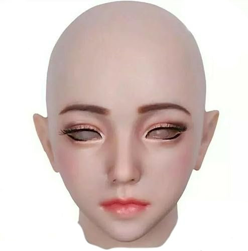 Crossdressme Maschera per la testa in silicone, realistica, in morbido silicone, maschera femminile per crossdresser, transgender, Halloween, cosplay, carnevale, Drag Queen