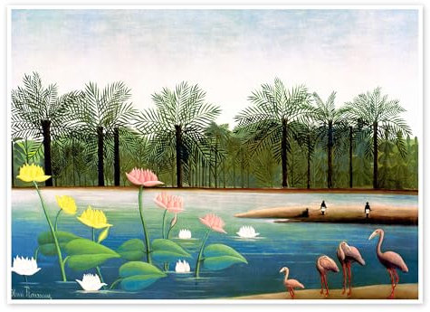 Les flamants roses Poster de Henri Rousseau 90 x 70 cm Tableaux Décoration murale