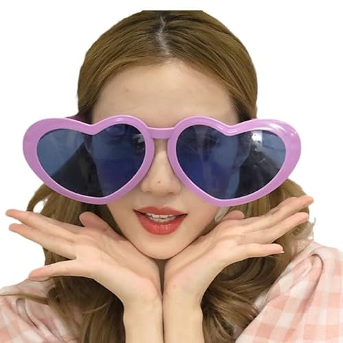 QRONCES Lustige herzförmige übergroße Brille für Partybrillen, Neuheit Brillen Erwachsene Brillen Selfie Requisiten Lustige Herzbrille Zubehör