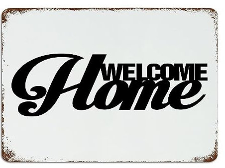 Plaque en métal « Welcome Home » - 25,4 x 35,6 cm - Décoration murale vintage - Pour jardin, terrasse, garage - Pour restaurants
