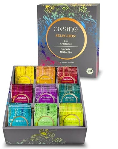 Creano Bio Kräutertee Geschenkset „ORGANIC HERBAL TEA“ - 90 Bio-Teebeutel in 9 unterschiedlichen Sorten - 180g*