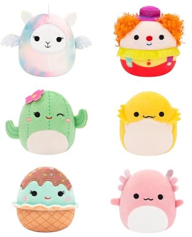 Micromallows Squishmallows Original 6-Pack – Archie Axolotl, Bimbi Clown, Lucy-May Llamapegacorn, Maritza Cactus, Maya Sundae, Rodry Bearded Dragon
