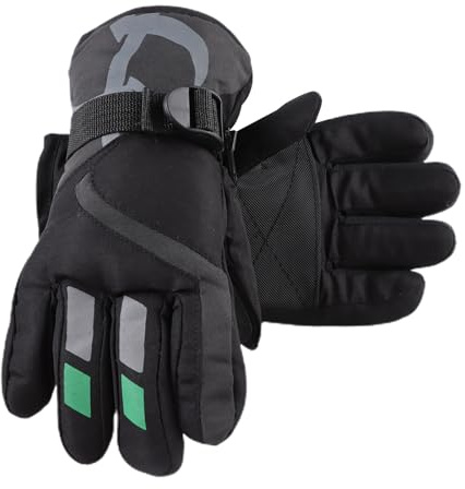 XIAOHAWANG Winter Boys Girls Ski Gloves Kids Warm Waterproof Mittens Fleece Snowboard Gloves for Children (All-Black, S)