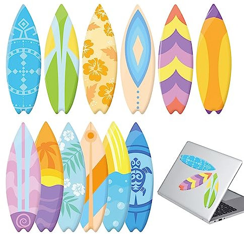 Bexdug Surfaufkleber - 60 Stück Surfbrett- -Aufkleber für den Sommer - Bunte Surfbrett-Strandaufkleber, Surfbrett-Partygeschenke, für Wand, Fenster, Stoßstange