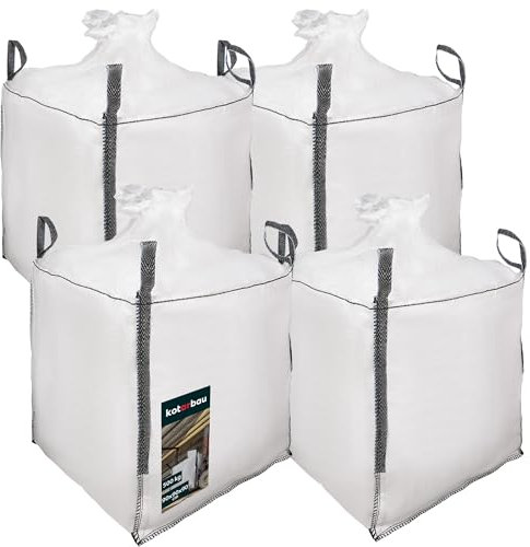 KOTARBAU® 4 St Big Bag Säcke 90x90x90cm Gartenabfallsack Stabil Schürze und Auslauftrichter 500kg PP Schwerlastsack Gartenabfallsäcke Gartentasche Abfallsäcke Schuttsäcke Bauschuttsäcke Garten Zubehör