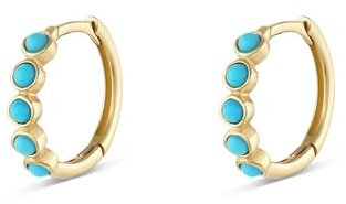 Ayoiow Earring 925 Sterling Silver Earrings Hypoallergenic Mosaic Turquoise Gold Hoop Earrings