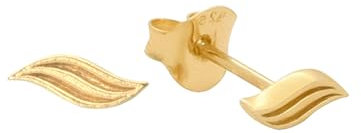 float Damen Gold Ohrstecker Ohrring Salty Wave aus 925 Sterling Silber und 18 Karat vergoldet