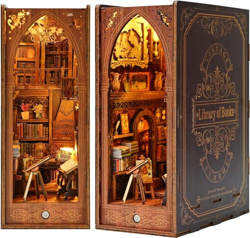 MeYuxg Book Nook Har-ry Pot-ter, Book Nook Bibliothèque avec Lumière LED, Har-ry Pot-ter Nook Book pour Décoration d'Étagère, Procédé à Mortaise et Tenon, Aucun Tournevis Requis
