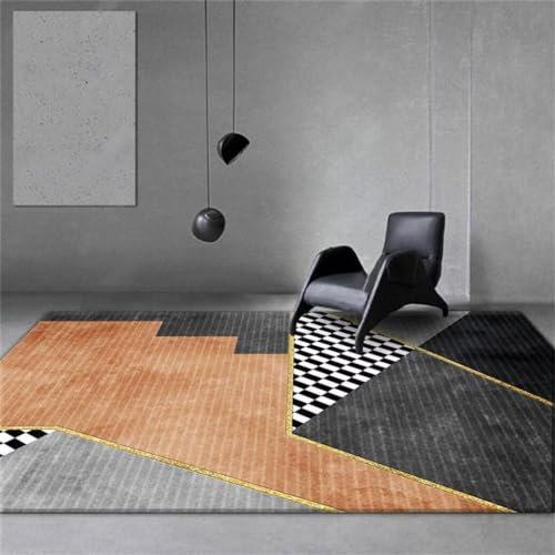 DJHWWD Teppich Nach Mass günstig esszimmer 50x80CM Gross Grau Rutschfester Restaurantteppich mit modernem geometrischem Muster
