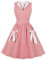 Robe Rockabilly des années 50 à Carreaux Vichy Turquoise et Blanc pour Femme - Col en V - Poches plissées en Coton - Rouge - M