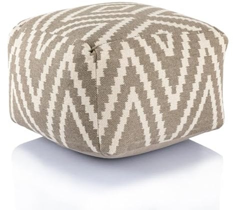 Amago home Kelim Sitzwürfel 50x50 H35cm Pouf Fußhocker Sitzhocker Bodenkissen Fußschemel Farbe Taupe