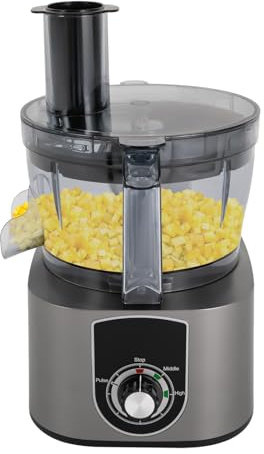 JUDEMII ANS-A5 - Robot de cuisine avec 2 lames grillagées - 7 l - En acier inoxydable - 600 W - Hachoir à légumes - Pour oignons, carottes, concombres, jambon