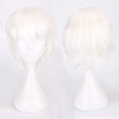 JUFKGBAR-2024Hochwertige billige Anime Tokyo Ghouls Ken Kaneki Cosplay Perücke Mädchen Jungen Uta Short Schwarz Grau Weiß Synthetisches Haar Perücken One Size Ken Perücke k049-1