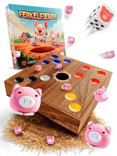 Liebholz® Original Big Hole Ferkelfieber [TESTSIEGER] lustiges Schweinchen Spiel aus FSC Samena Holz - Gesellschaftsspiel für die ganze Familie inkl. Spielanleitung - Brettspiel für Kinder ab 3 Jahren