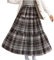 Rock Damen Winter A Linie Karierter Midi Lang Winterrock Plaid Warm Wollrock Hohe Taille Mittelalter Rock Midirock Faltenröcke Casual Elastische Unterrock Röcke