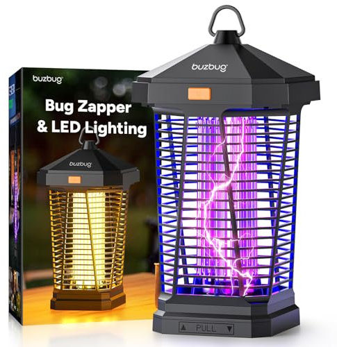 Buzbug 2-in-1 LED Fly Zapper Outdoor, 10 Years Lifespan, 3800V Powerful Electric Mosquito Zapper, Durable Fly Trap Mosquito Trap, Fly Killer Bug Zapper MA-20