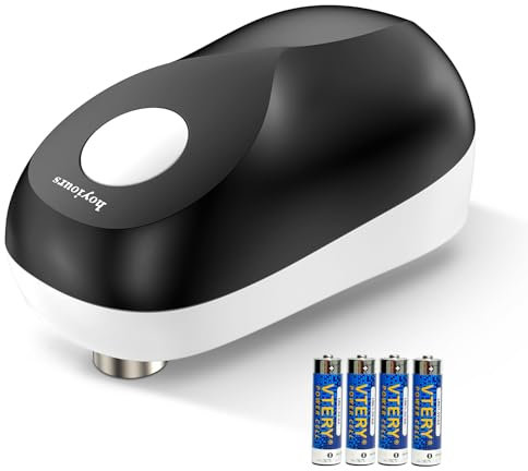 hoyiours Ouvre-BoîTe Électrique Avec Bords Lisses, Ouvre Boite De Conserve Electrique Avec Ouverture Et ArrêT Intelligents, Gadgets De Cuisine Pour Les Chefs(4 Piles AA) Noir