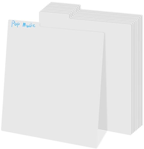 NUOBESTY Record Dividers, 13.5X12.4 inch 10pcs Card Dividers Vinyl Record Organizer with Tabs Reusable Index Card for Game, CD, DVD, File, Comic Book Supplies