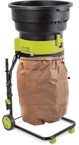 Electric Leaf Mulcher Garden Shredder, 2500w Compost Shredder Leaf Crusher with Wheels,Leaf Rake, Storage Bag, 8000rpm Chippers with 54cm Funnel Diameter for Yard Cleanup, Composting,50cm-Power-Cord