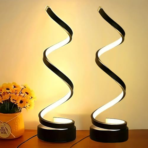 2 Stück LED Tischlampe Spirale USB Schreibtisch Licht Nachttisch Lampe | moderne 3 Farben stufenlos dimmen Nachtlicht Lampe Nachttisch Licht für Home Decor Wohnzimmer Schlafzimmer Büro