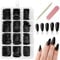 240Pcs False Nails Black Almond Stick On Nails for Women Press On Stiletto Nails Natural Black False Nails Short Almond Home Nail Salon Fake Nail