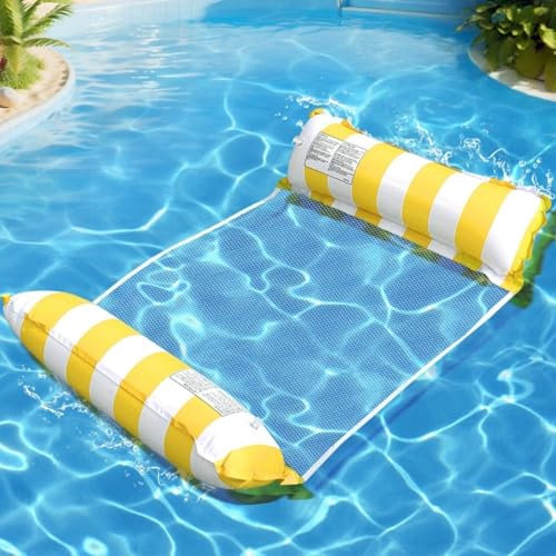 2Pcs Premium Schwimmmatte Wassermatratze für Erwachsene Perfekt für Pool See Strand Entspannung Sommer Spaß und Party, Schwimmmatratze, Luftmatratze Pool 130x70 cm (Gelb)
