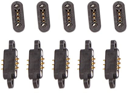 Knoruley 5 Paare Federbelasteter Magnetischer Pogo Pin Anschluss 3 Positionen Magnete Raster Maß 2,3 MM Durchgangs LöCher MäNnlich Weiblich Sonde