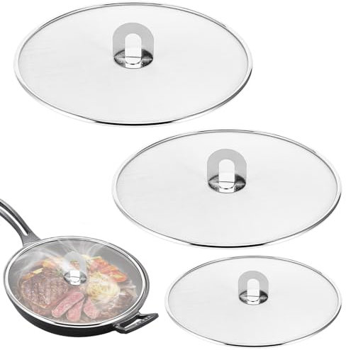 Splatter Guard, 3Pack Splatter Screen for Frying Pan Multipurpose Stainless Steel Frying Pan Cover Splatter Screen for 25 & 29 & 33 CM Cookware Set