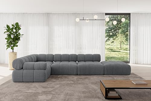 ALTDECOR Modulares Sofa Ecksofa in L-Form Corner modular Sofa Eckcouch Couch Wohnlandschaft Cauchsofa Polstersofa Felto-L2-380x190x70 cm Dunkelgrau