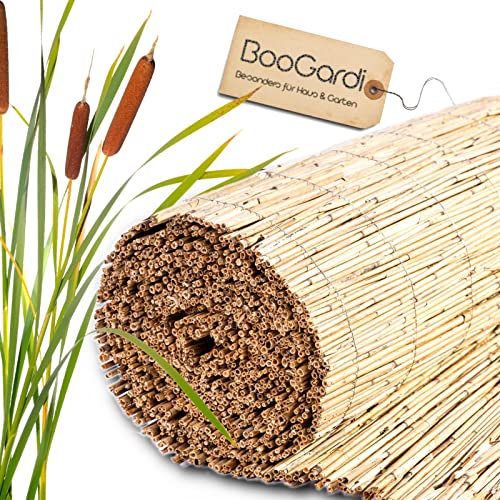BooGardi Schilfrohrmatte · 90-200cm x 600cm · 120x300cm Schilfmatte · natürlicher Windschutz Sonnenschutz Sichtschutz Zaun für Terrasse Balkon