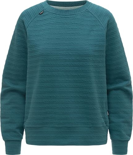 Ragwear Damen Leichter Pullover Oberteil mit gestreifter Prägung Longsleeve Joann Crepe Ocean Green Gr. S