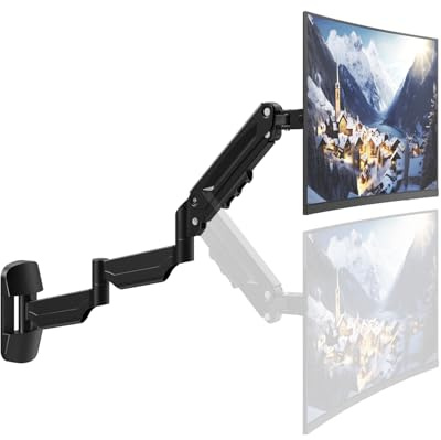 Extra-Long Monitor Wall-Mount for 17–32 Screens – Fully Adjustable Gas Spring Arm, VESA 75/100mm, Up to 9kg, Ergonomic Wall Bracket, Black