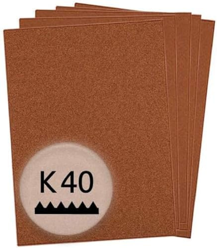 kwb Flint-Schleifpapierbogen 230x280 mm aus Quarzsand mit Körnung 40, guter Verleimung und robustem Papierträger für den groben Schliff von Holz und Farbe
