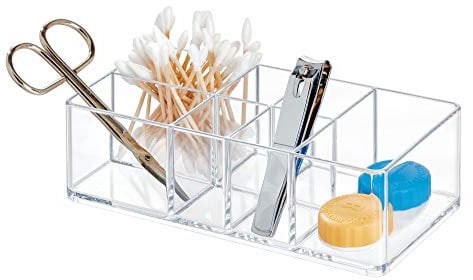 iDesign boîte de rangement pour salle de bain et armoire à pharmacie, petite boîte à pharmacie en plastique, boîte transparente à 7 compartiments, transparent, Durchsichtig