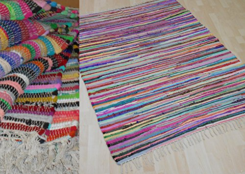 MB Warenhandel24 Fleckerl MALMÖ Multicolor Baumwolle Handweb Teppich viele Größen erhältlich NEU (ca. 60x110 cm)