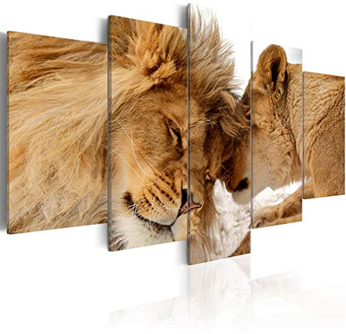 decomonkey Bilder Tiere 225x112.5 cm 5 Teilig Wandbild Groß Leinwandbild XXL Deko Wohnzimmer Schlafzimmer Büro Wanddeko Leinwand Pictures For Wall Poster Wall Painting Wandbilder Set Natur Abstrakte
