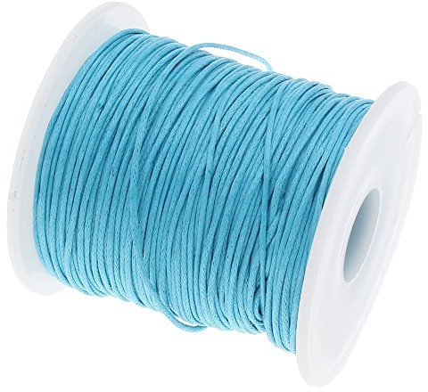 Perlin C283, cordoncino di cotone cerato, 1 mm, lunghezza di 75 m, colore azzurro, per la creazione di gioielli, per filo di perle