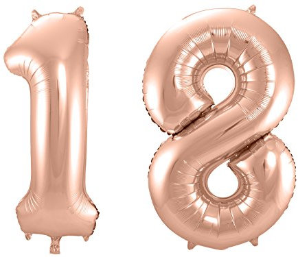 Folat 800082 - Folienballon - Zahl 18 - rosegold - ca. 86 cm hoch