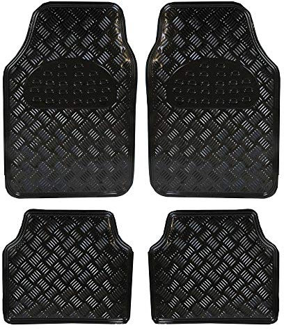 JVL Titan Metallic Universal Gummimatten-Set, 4-teilig, Schwarz