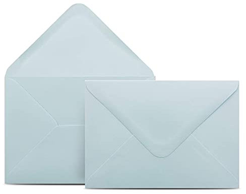 150 Briefumschläge DIN C6 Hellblau Blau - 11,4 x 16,2 cm - Kuverts mit 100 g/m² Nassklebung spitze Klappe - Umschläge ohne Fenster - Colours-4-you