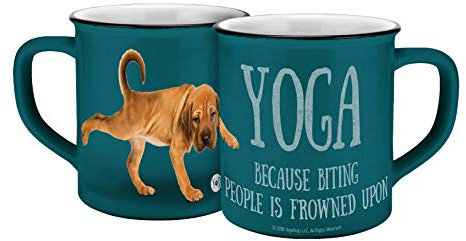Yoga Dogs & Cats 13544 Yoga Dogs Biting - Tazza da caffè in ceramica, 400 ml